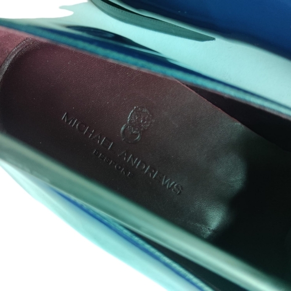 MICHAEL ANDREWS Men’s Blue Patent Belgian Slipper Loafers Sz 11 Shoes Old Money - Picture 12 of 13